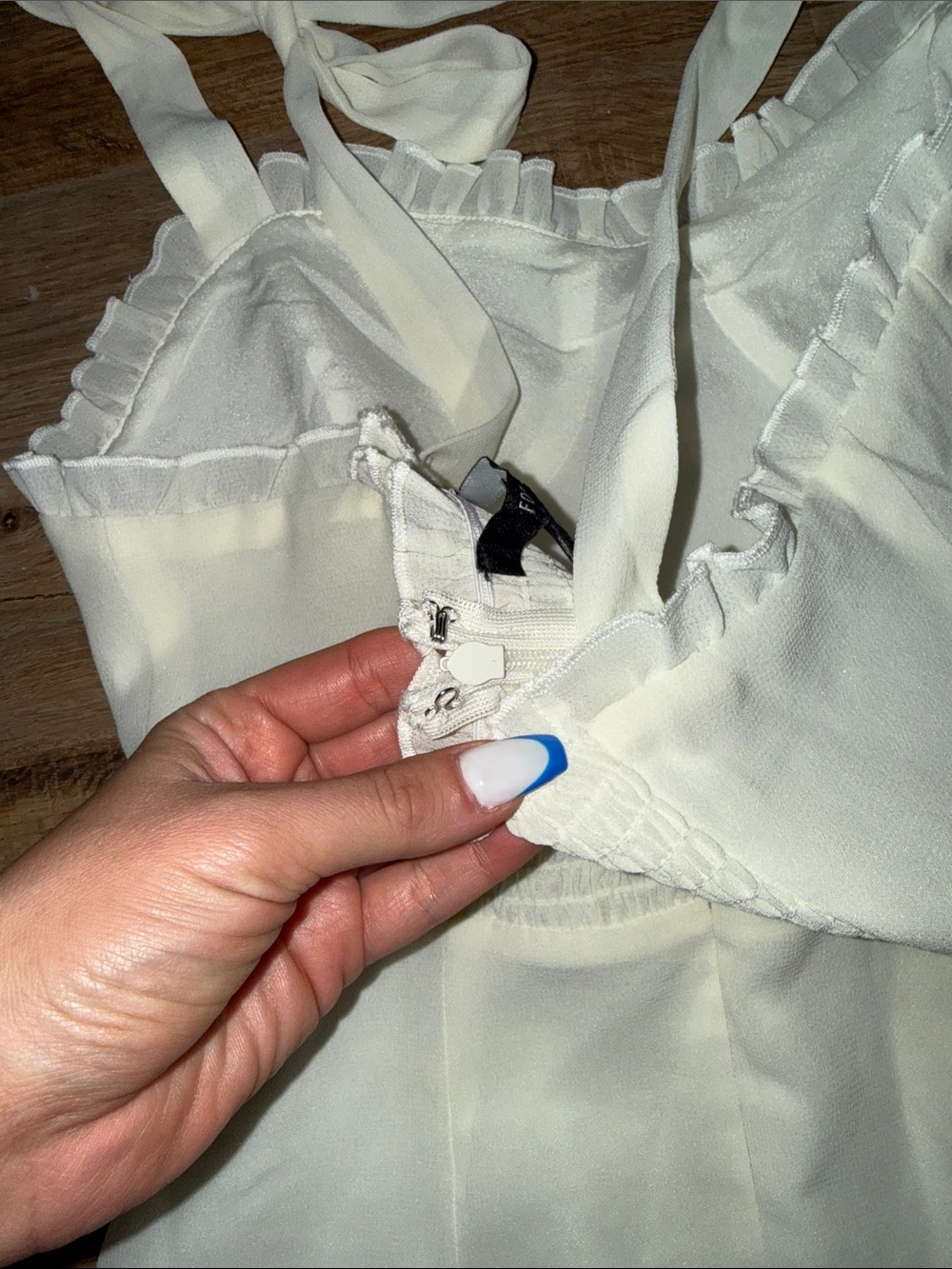 White Ruffle Mini Dress - Picture 11 of 11